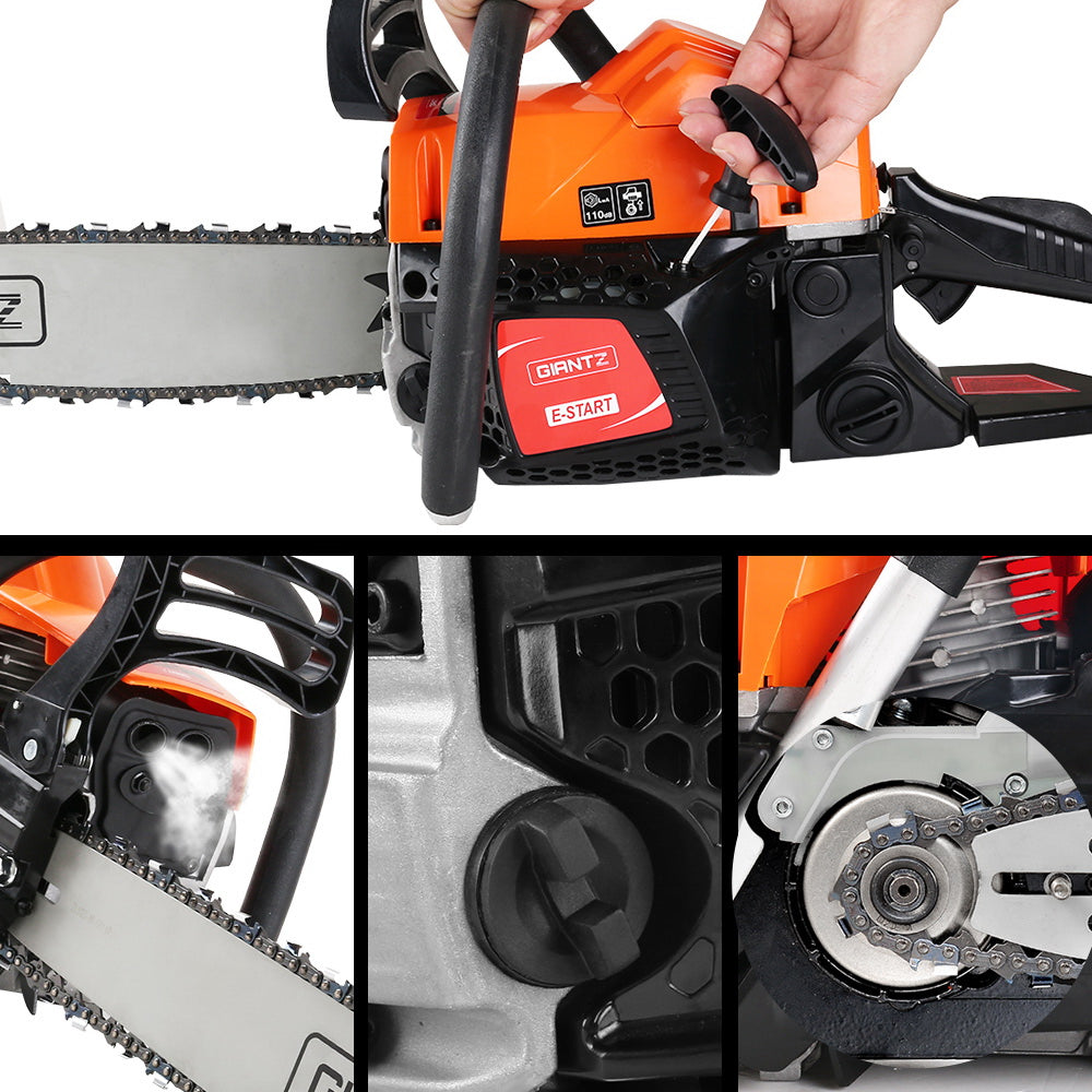 GIANTZ Latest 62cc Petrol Commercial Chainsaw 22 Bar E-Start Chain Saw Pruning