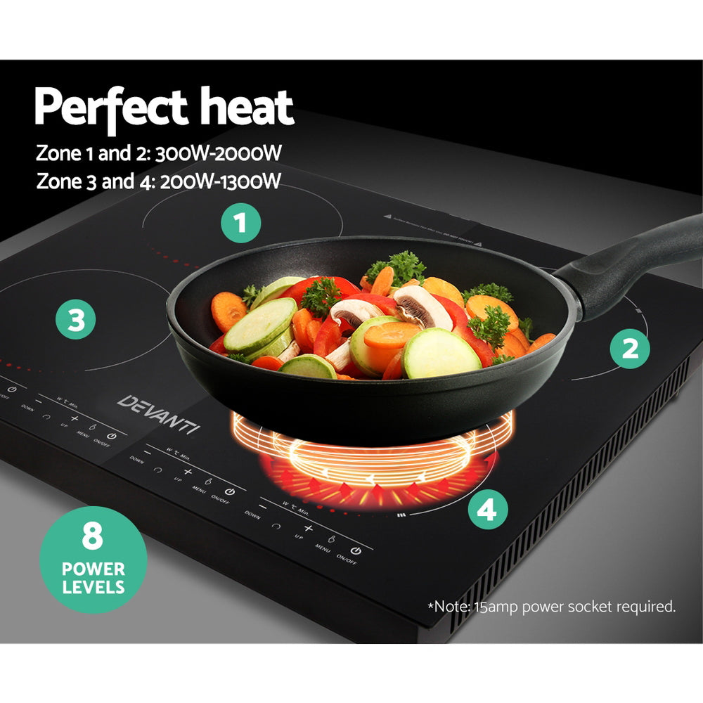 Devanti Ceramic Electric Induction Cook Top Stove- Black