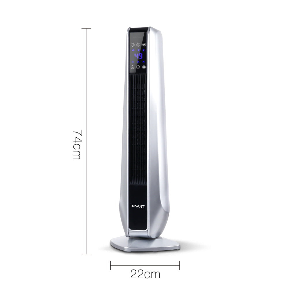 Devanti 2400W Electric Ceramic Tower Heater - Silver