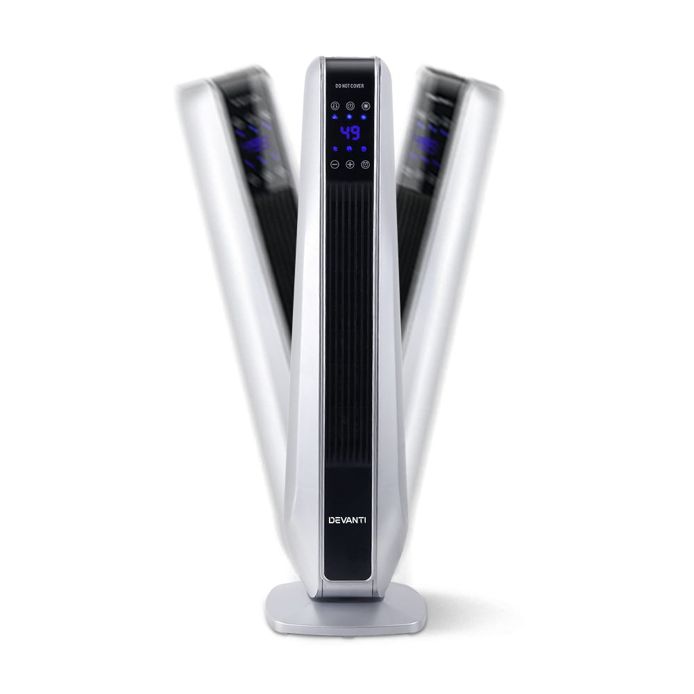 Devanti 2400W Electric Ceramic Tower Heater - Silver