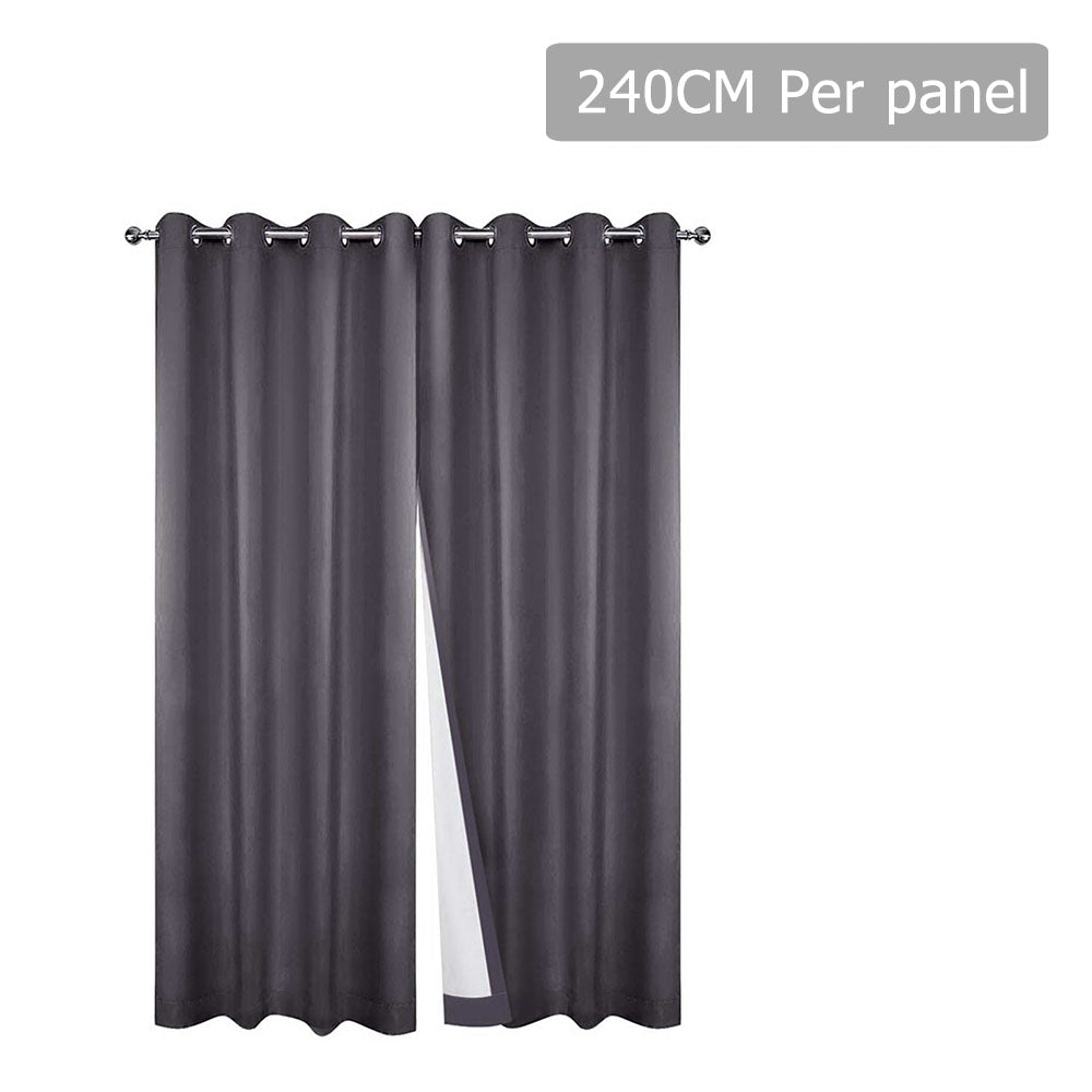 Art Queen 2 Panel 240 x 230cm Eyelet Blockout Curtains - Grey