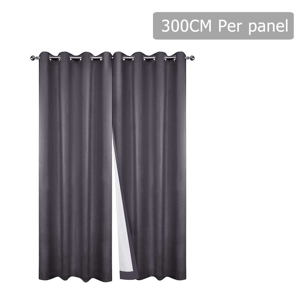 Art Queen 2 Panel 300 x 230cm Eyelet Blockout Curtains - Grey