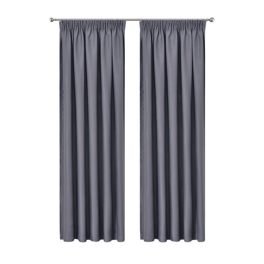 Art Queen 2 Pencil Pleat 140x213cm Blockout Curtains - Dark Grey