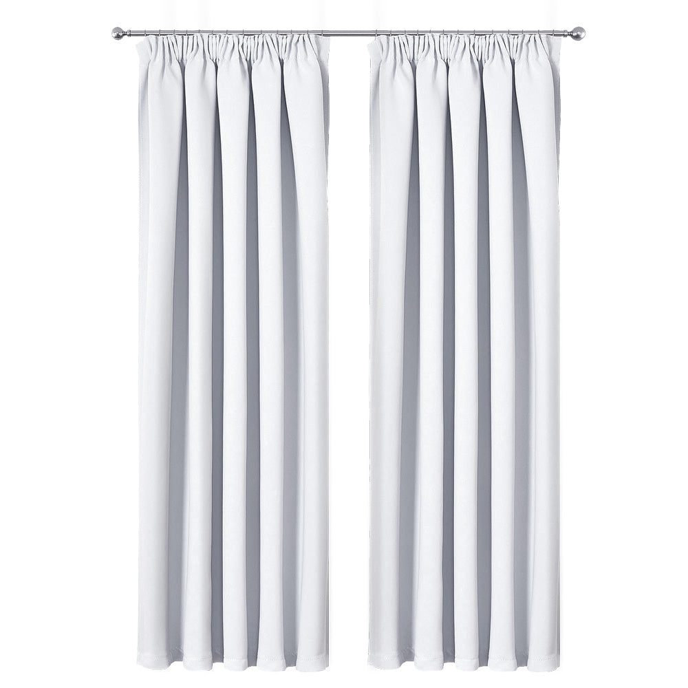 Art Queen 2 Pencil Pleat 140x230cm Blockout Curtains - White