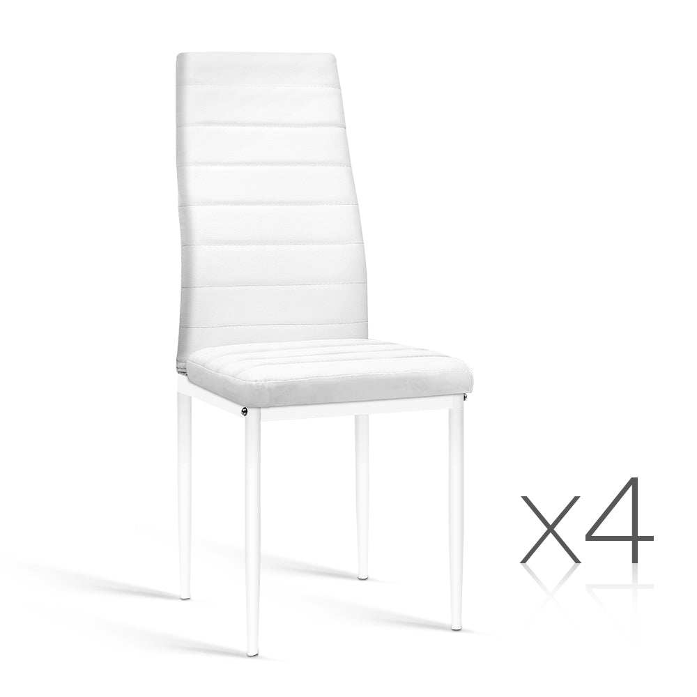 Artiss Set of 4 Dining Chairs PVC Leather - White