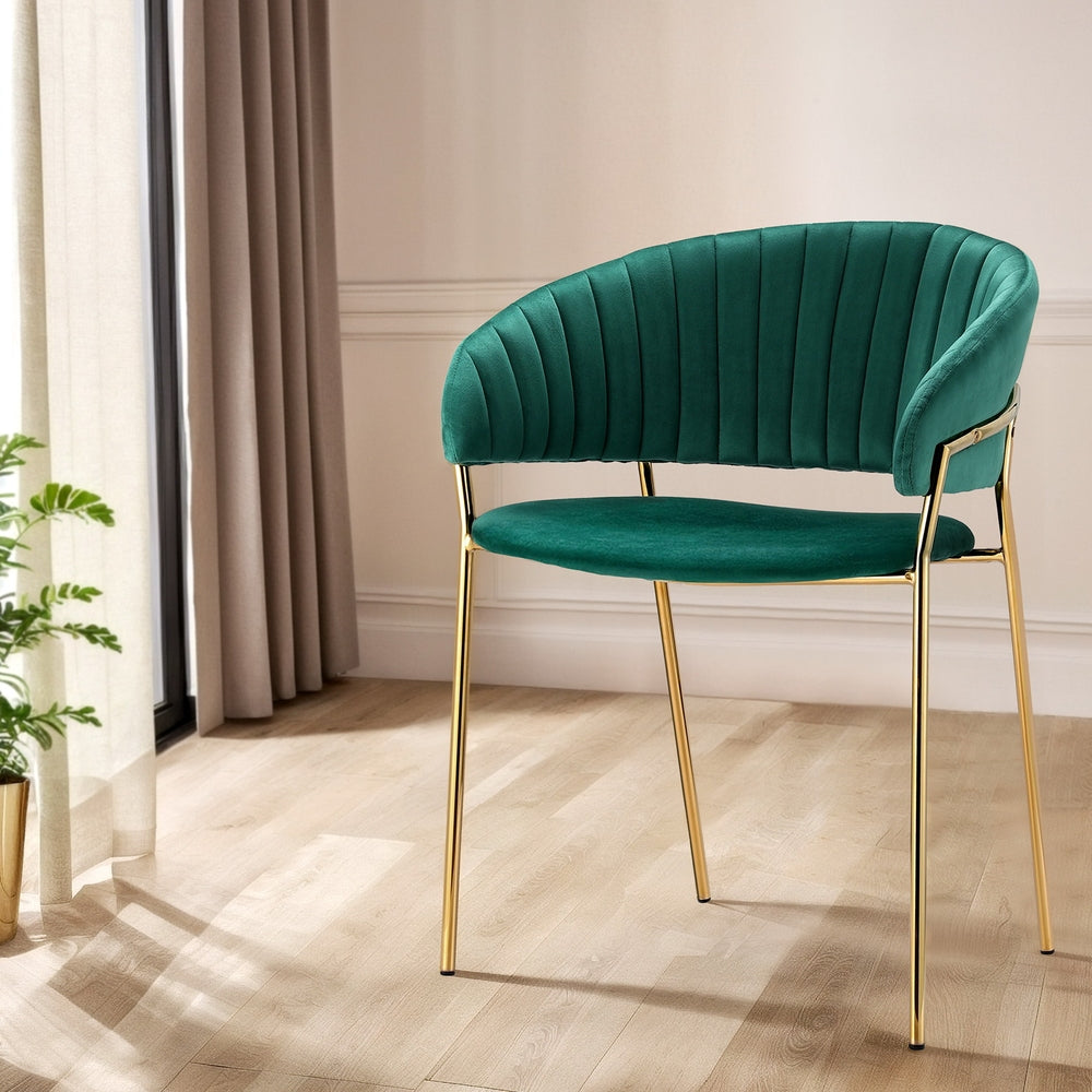 Artiss Dining Chairs Green Velvet Upholstered Set Of 2 Dalia