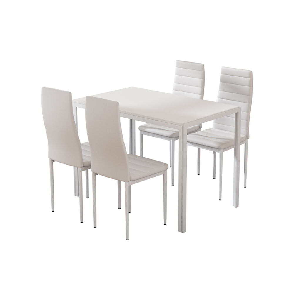 Artiss Dining Chairs and Table Dining Set 4 Chair Set Of 5 Wooden Top White