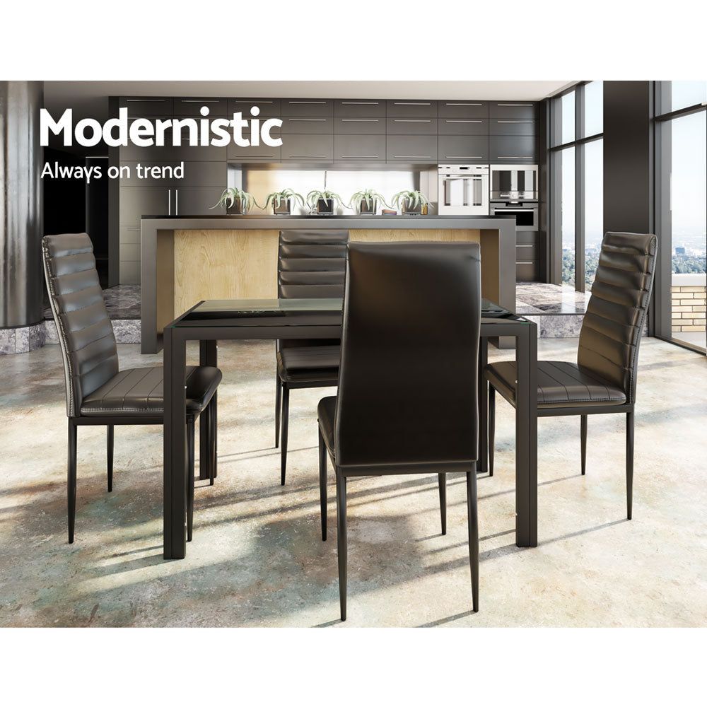 Artiss Astra 5-Piece Dining Table and Chairs Sets - Black