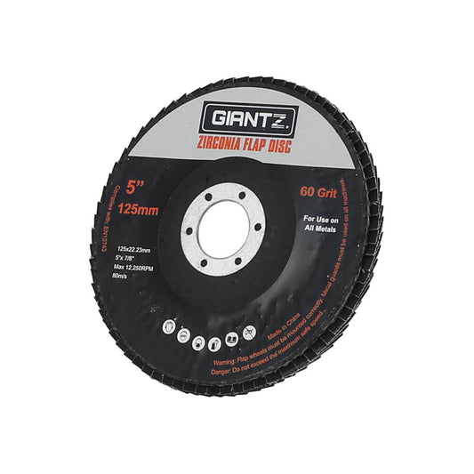 Giantz 100 PCS Zirconia Sanding Flap Disc 5’’ 125mm 60Grit Angle Grinding Wheel