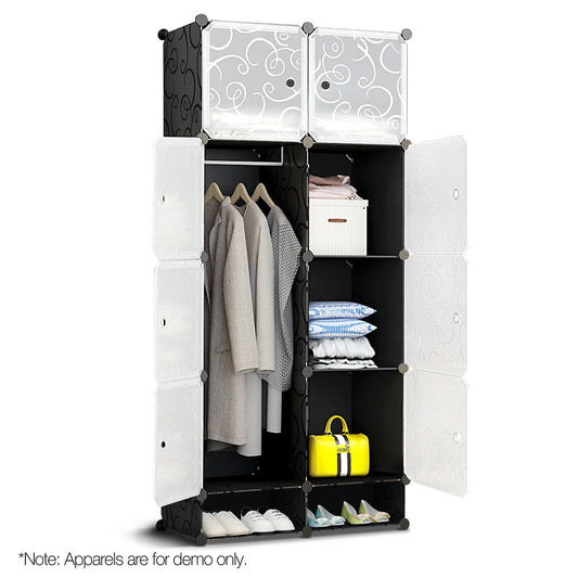 10 Cube DIY Storage Cabinet Wardrobe - Black