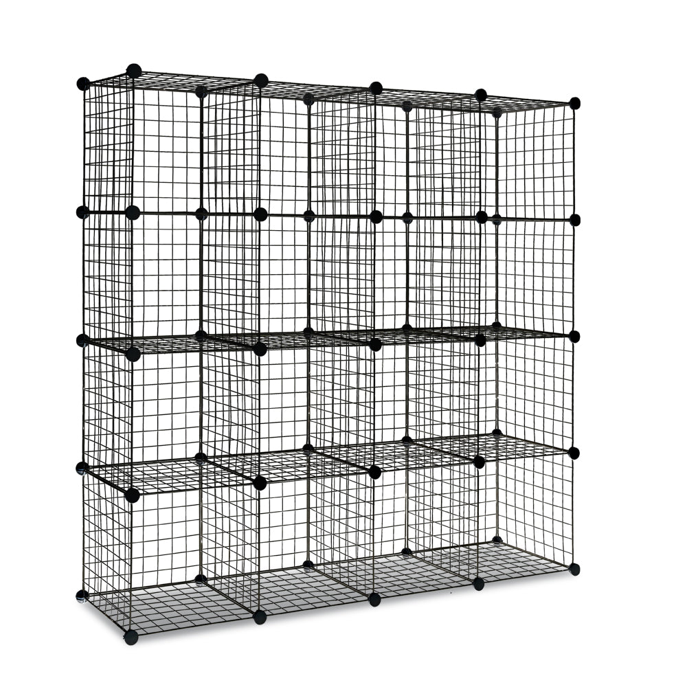 Wire Cube Storage Cabinet DIY 16 Cubes Display Shelves Bookcase Shelf Organiser