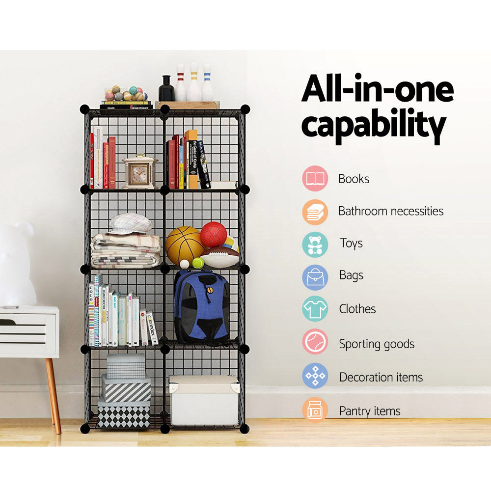 Wire Cube Storage Cabinet DIY 16 Cubes Display Shelves Bookcase Shelf Organiser