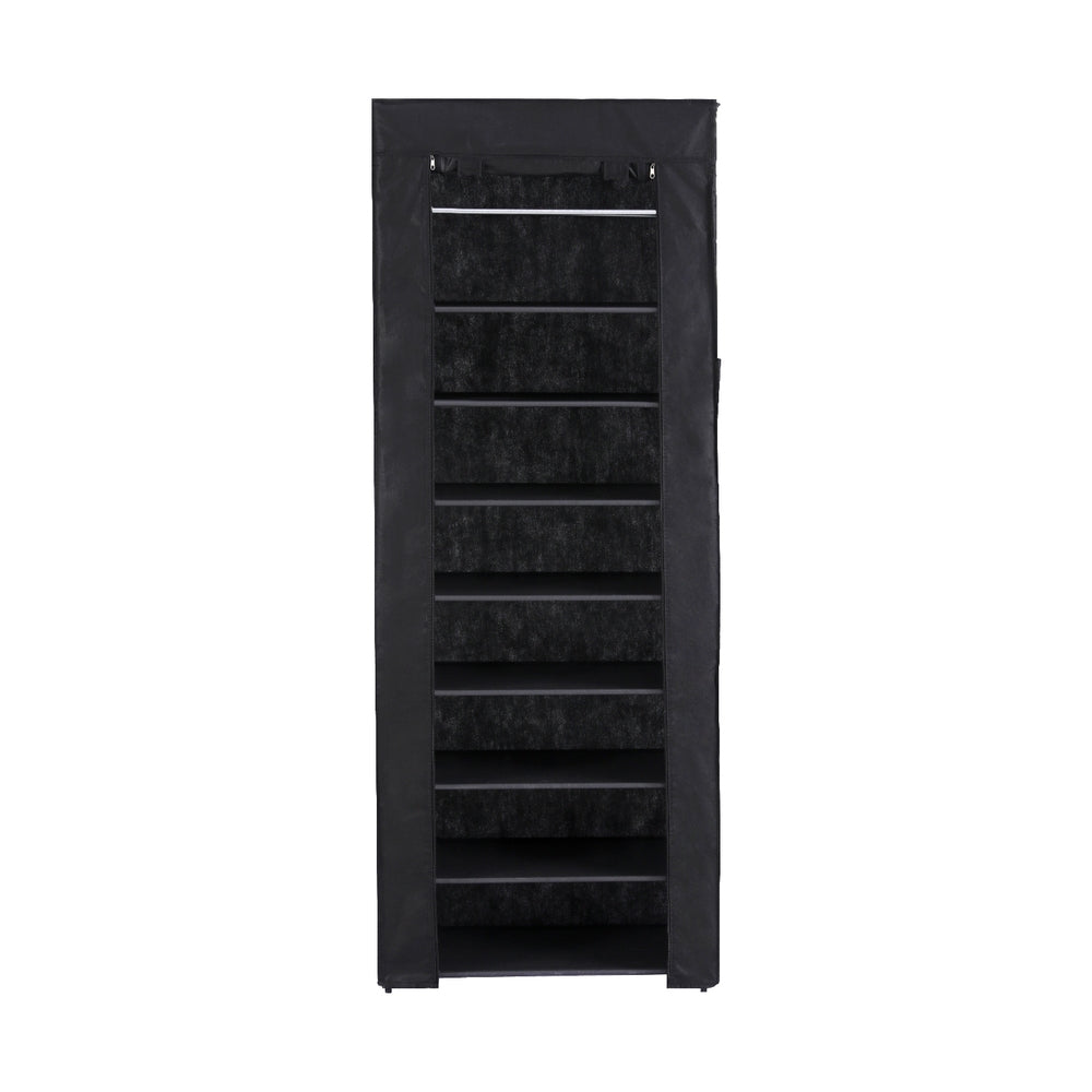Artiss Shoe Rack 10-tier 27 Pairs Removable Cover Black