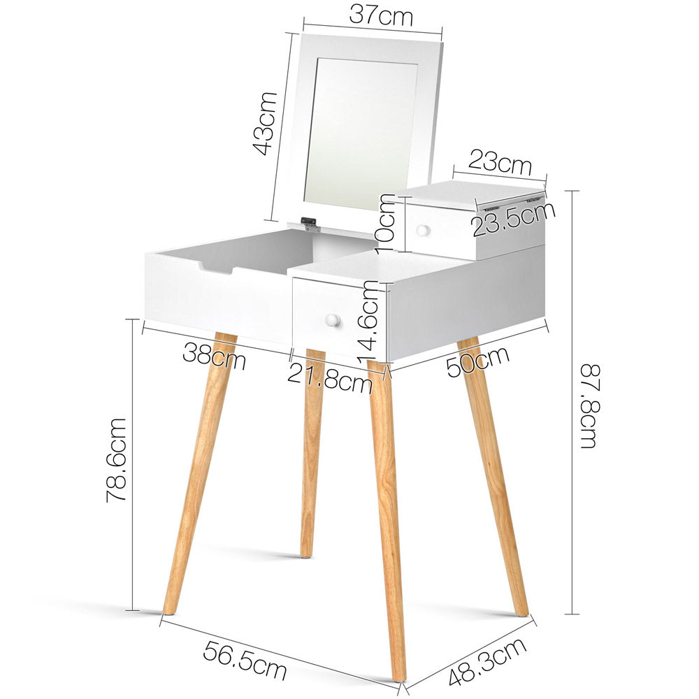 Artiss Dressing Table with Foldaway Mirror- White