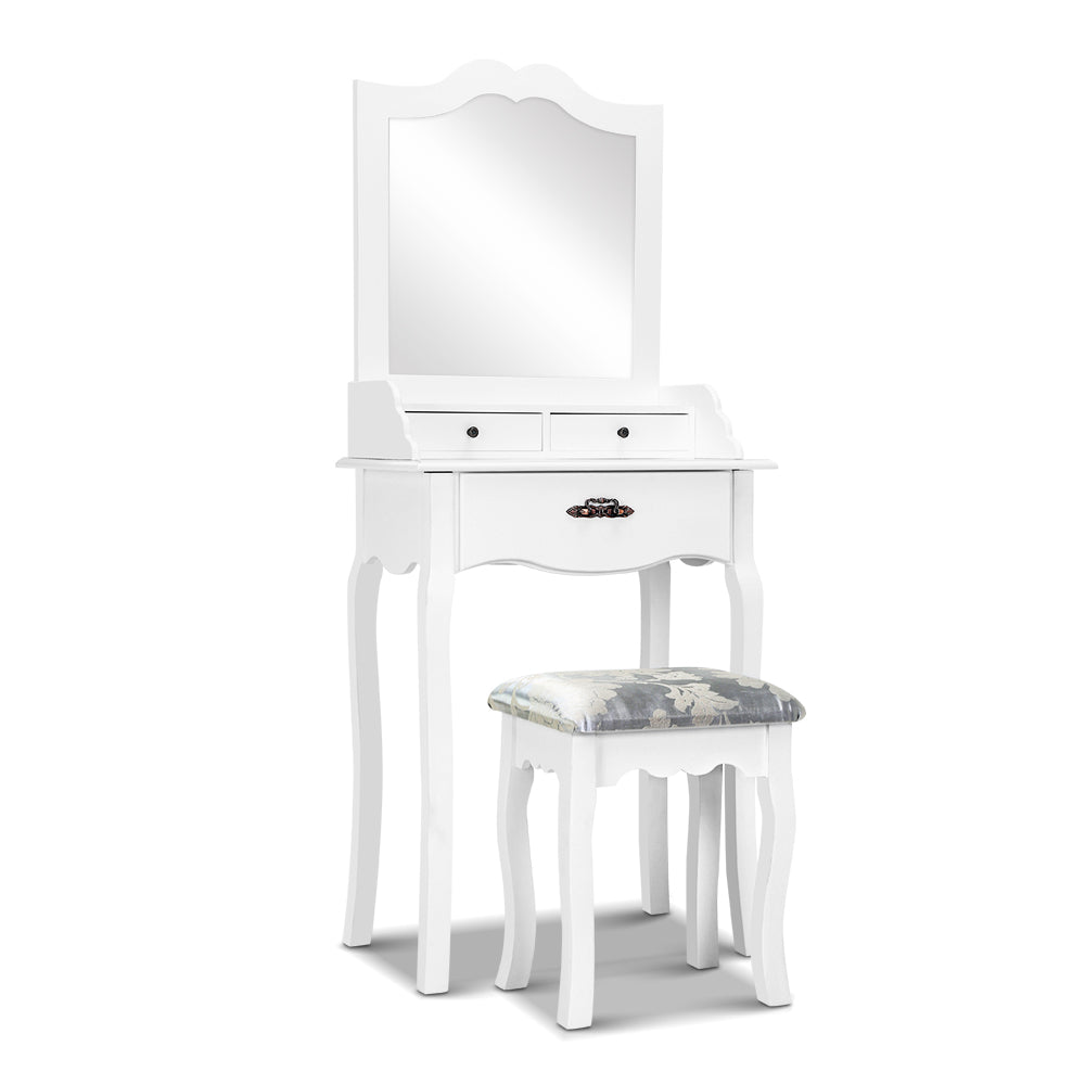 Artiss Dressing Table Stool Mirror Jewellery Cabinet 3 Drawers Chair Organizer