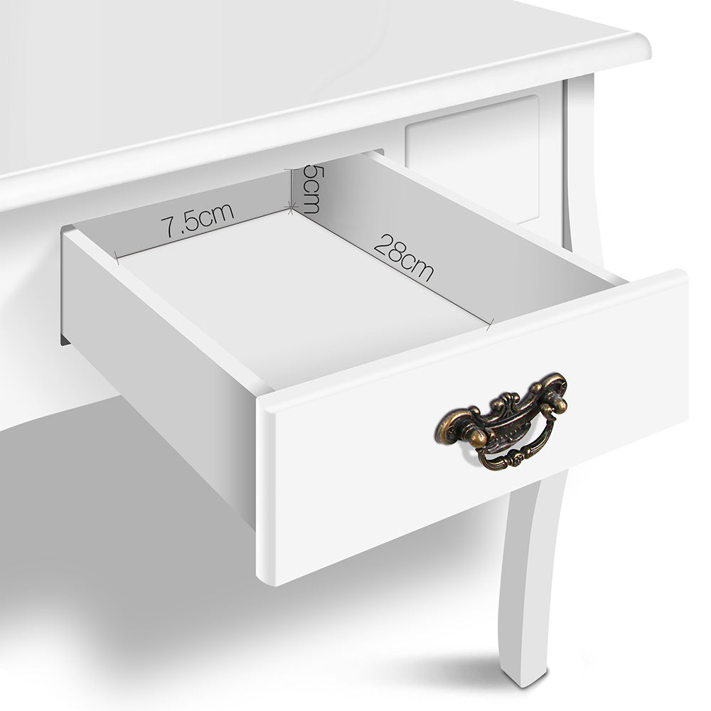 Artiss Single Drawer Dressing Table with Mirror - White