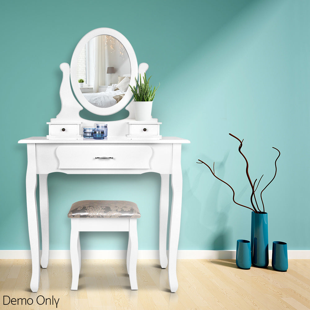 Deluxe Dressing Table & Stool Mirror Jewellery Cabinet 3 Drawers Organiser