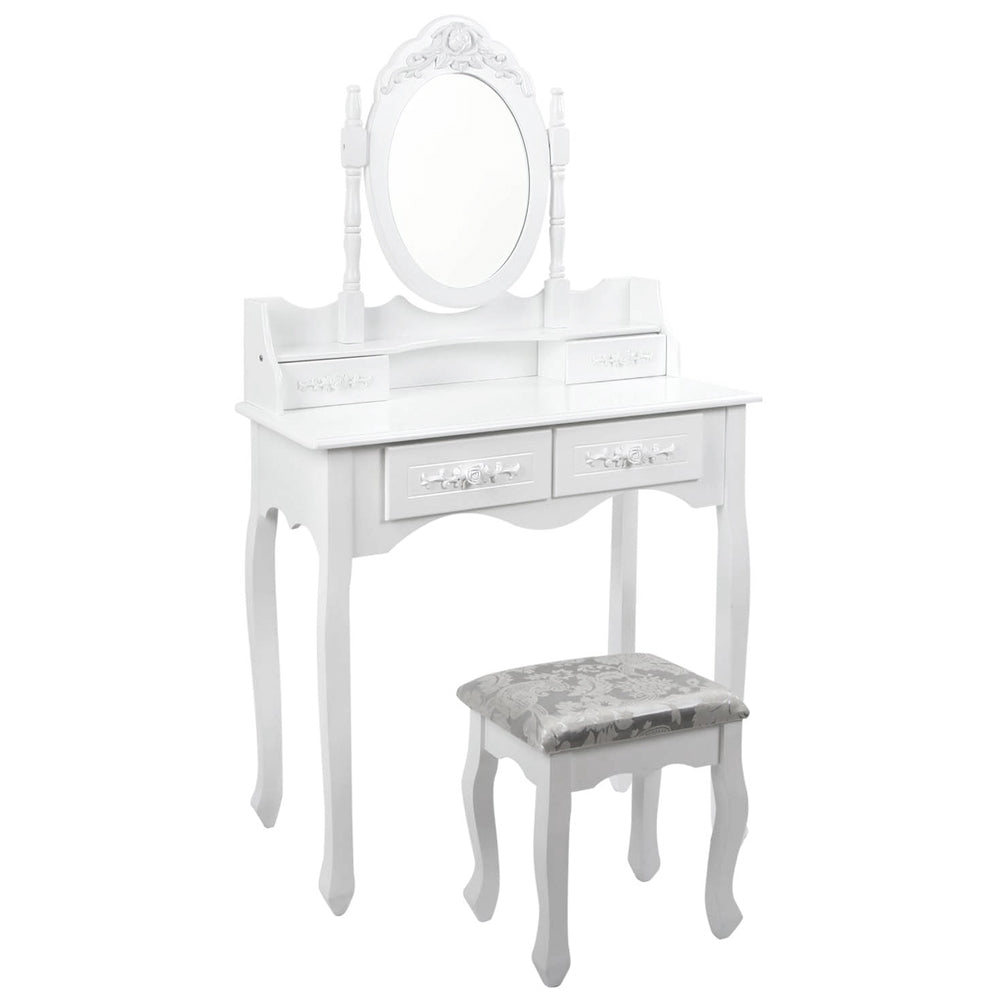 Artiss 4 Drawer Dressing Table with Mirror - White