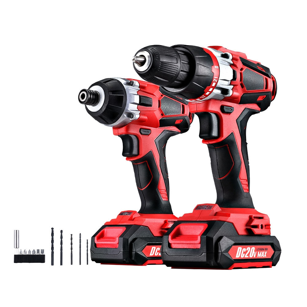 GIANTZ Cordless Impact Drill and Impact Driver 20V Lithium Drill Kit Charger