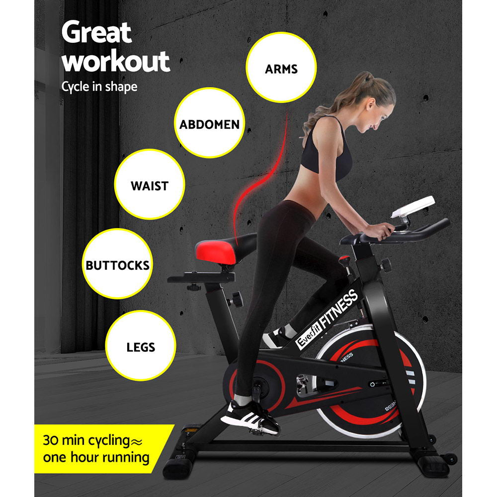 Everfit Spin Exercise Bike Cycling Fitness Commercial Home Workout Gym Black