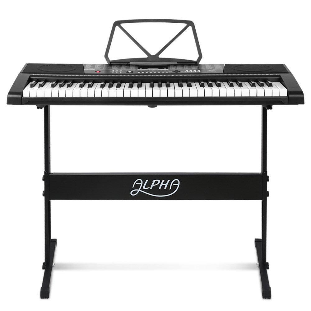 Alpha 61 Keys Electronic Piano Keyboard LED Electric w/Holder Music Stand USB Port