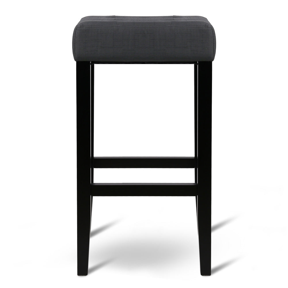 Artiss Set of 2 Wooden Fabric Barstools - Charcoal