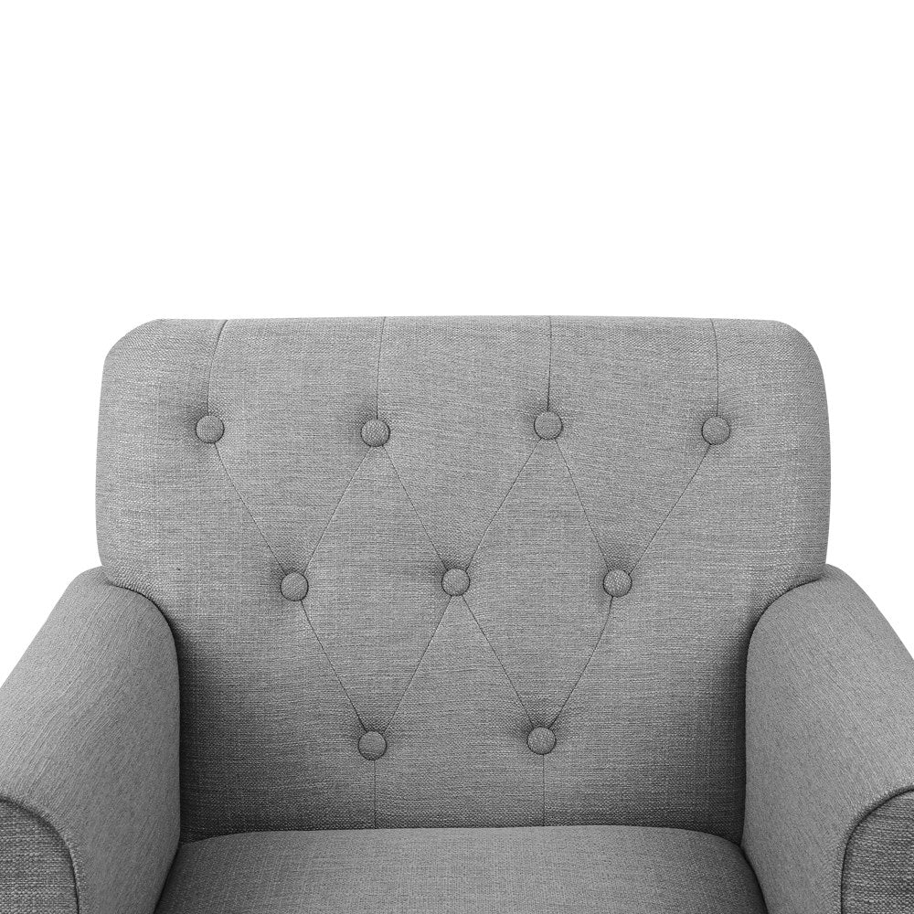 Artiss Wingback Fabric Accent Armchair - Grey