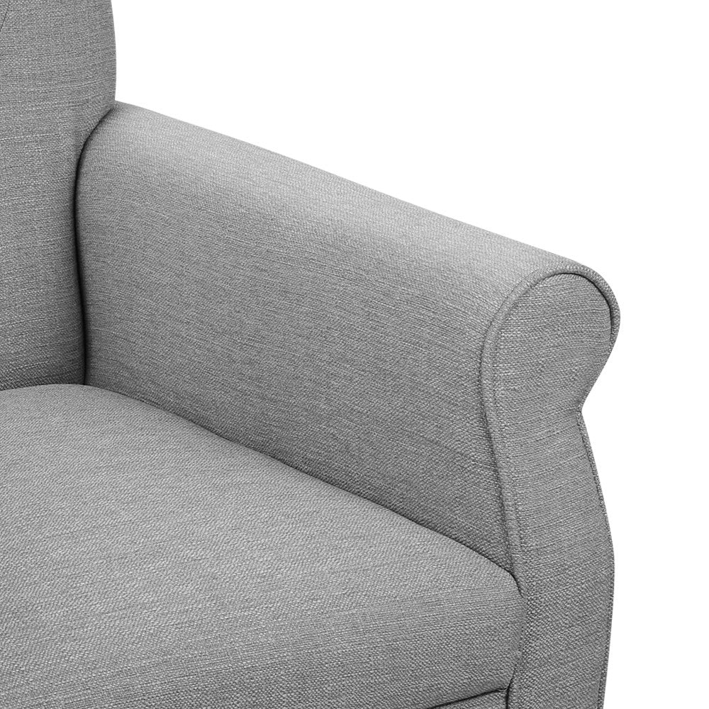 Artiss Wingback Fabric Accent Armchair - Grey