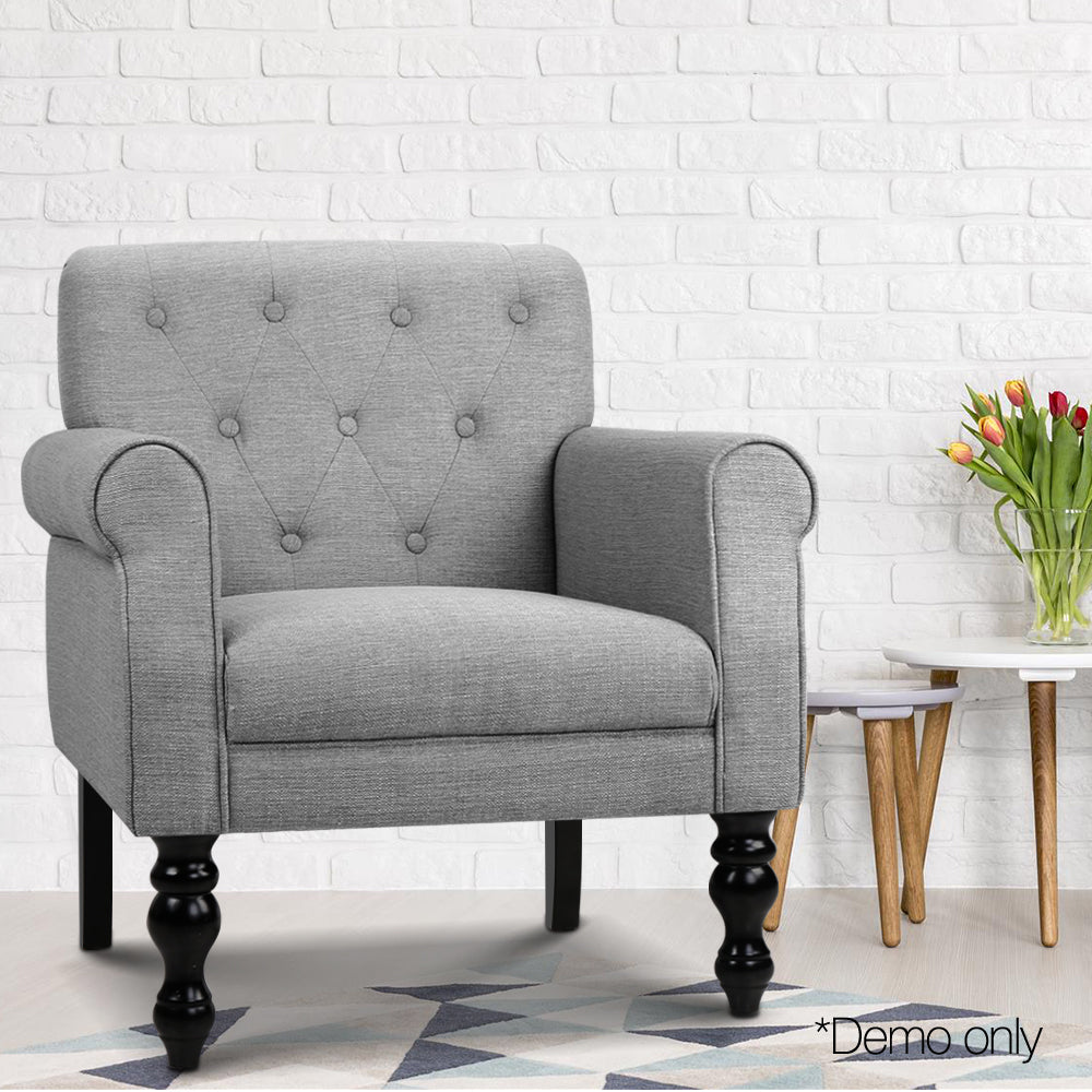 Artiss Wingback Fabric Accent Armchair - Grey