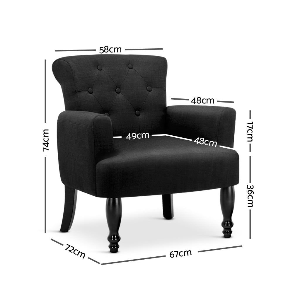 Artiss French Lorraine Chair Retro Wing - Black