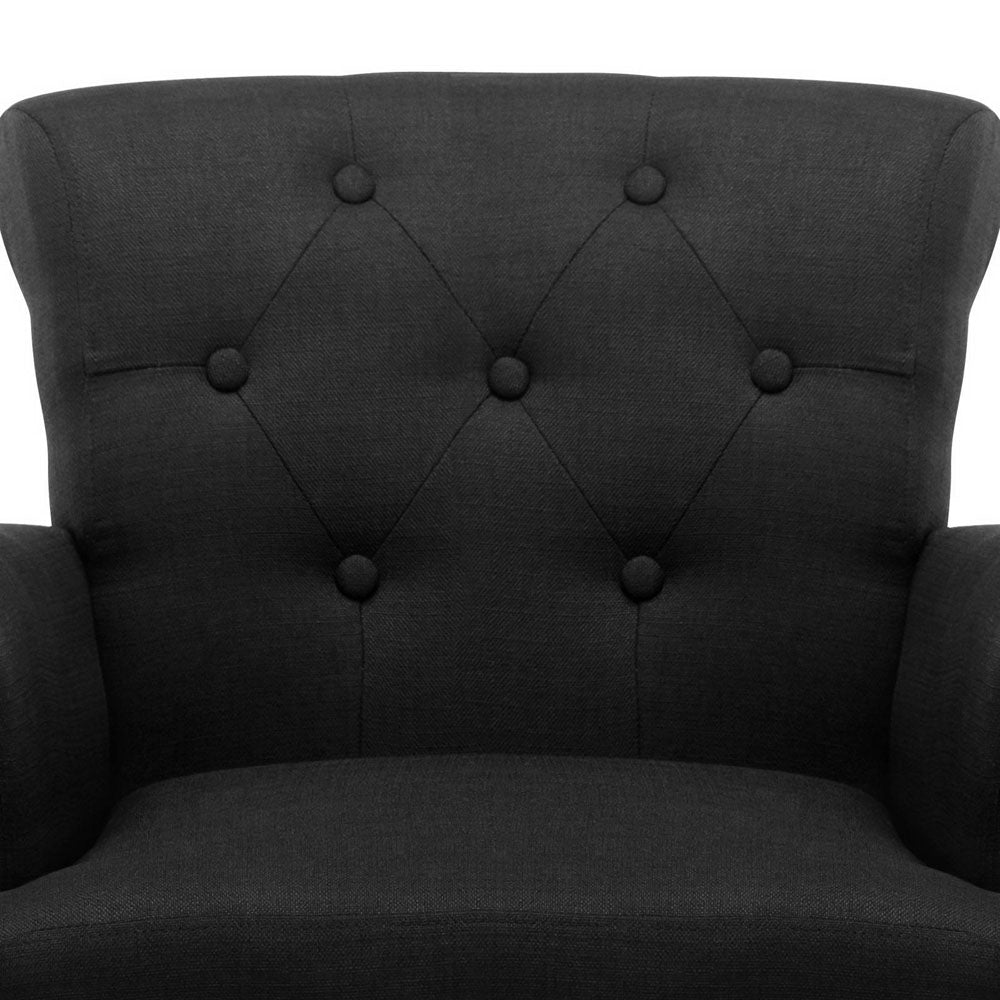 Artiss French Lorraine Chair Retro Wing - Black