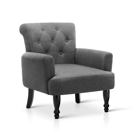 Artiss French Lorraine Chair Retro Wing - Grey