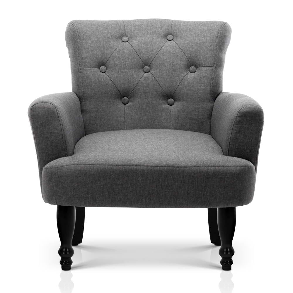 Artiss French Lorraine Chair Retro Wing - Grey