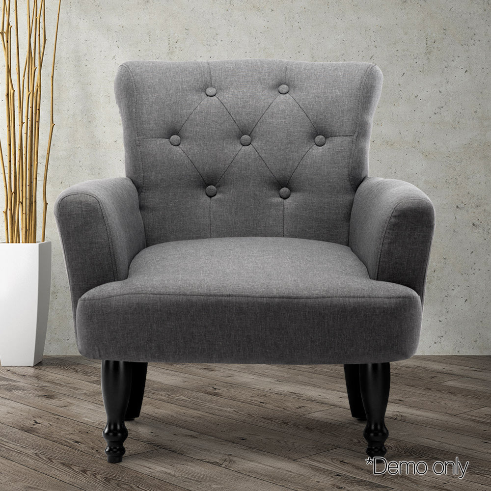 Artiss French Lorraine Chair Retro Wing - Grey