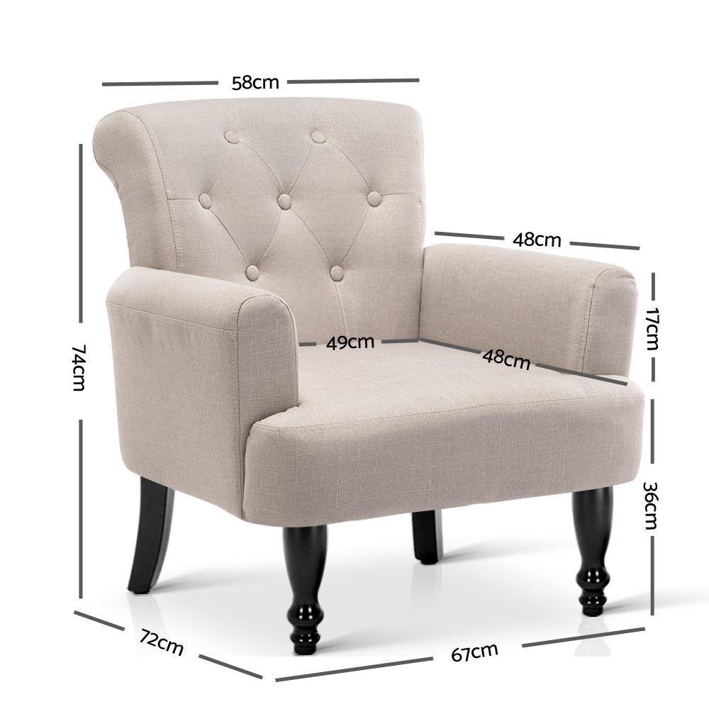 Artiss French Lorraine Chair Retro Wing - Taupe