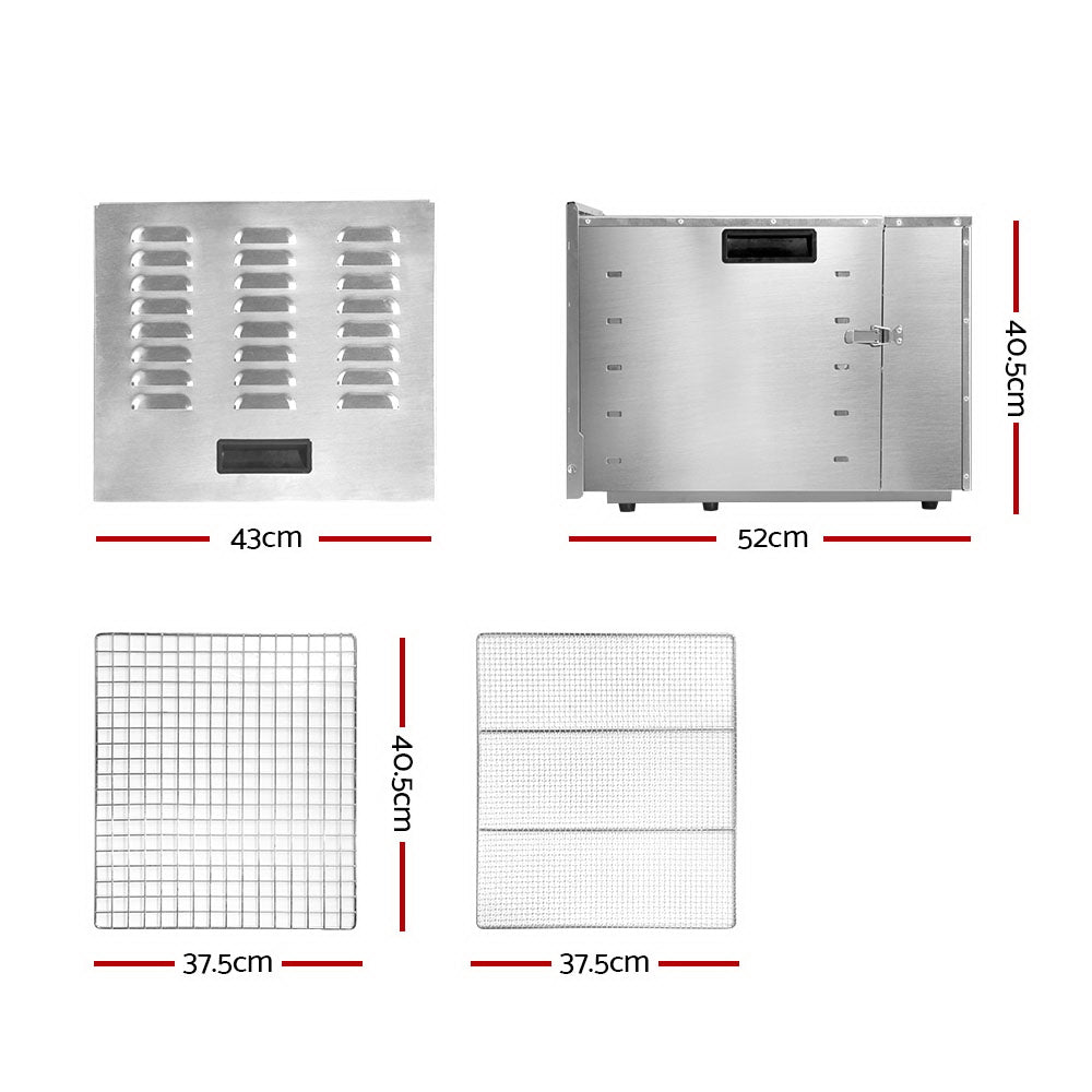 DEVANTI Food Dehydrator 304 Stainless Steel 10 Trays 1000W