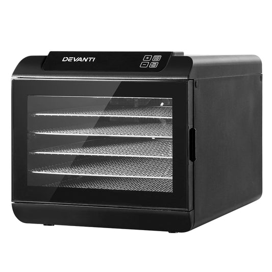 Devanti 6 Tray Food Dehydrators Commercial Beef Jerky Maker Fruit Dryer Black