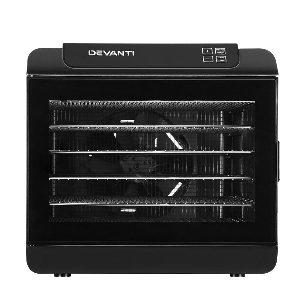 Devanti 6 Tray Food Dehydrators Commercial Beef Jerky Maker Fruit Dryer Black