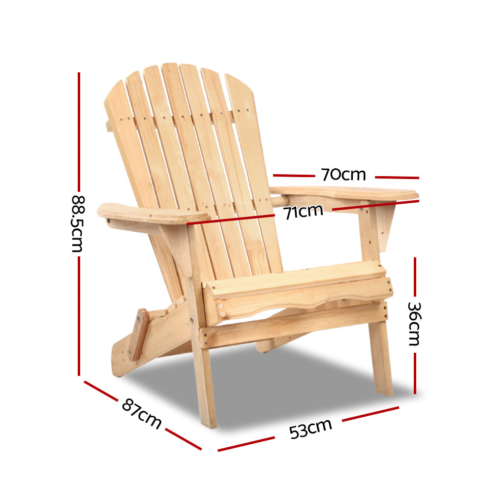 Gardeon Set of 2 Patio Furniture Outdoor Chairs Beach Chair Wooden Adirondack Garden Lounge