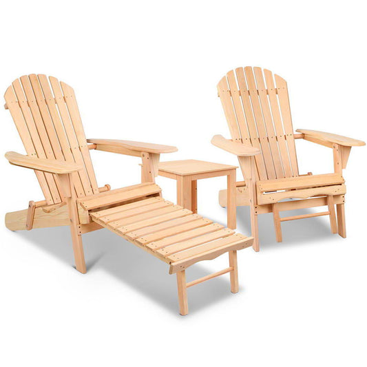 Gardeon 3 Piece Outdoor Beach Chair and Table Set 