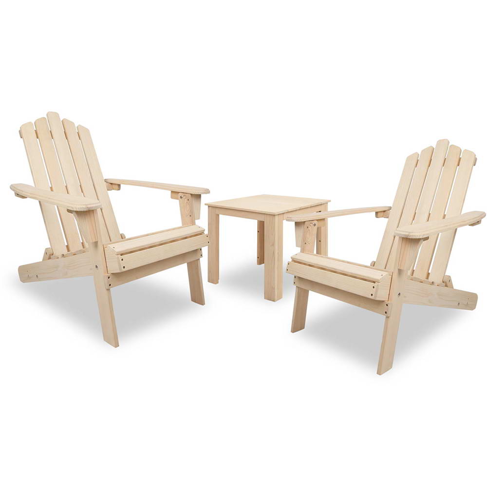 Gardeon 3 Piece Wooden Outdoor Beach Chair and Table Set Adirondack Chairs