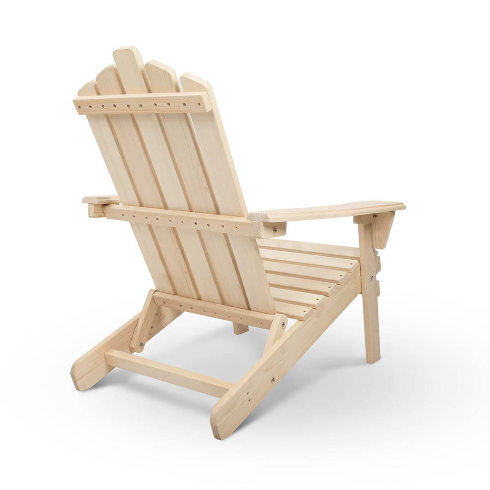 Gardeon 3 Piece Wooden Outdoor Beach Chair and Table Set Adirondack Chairs