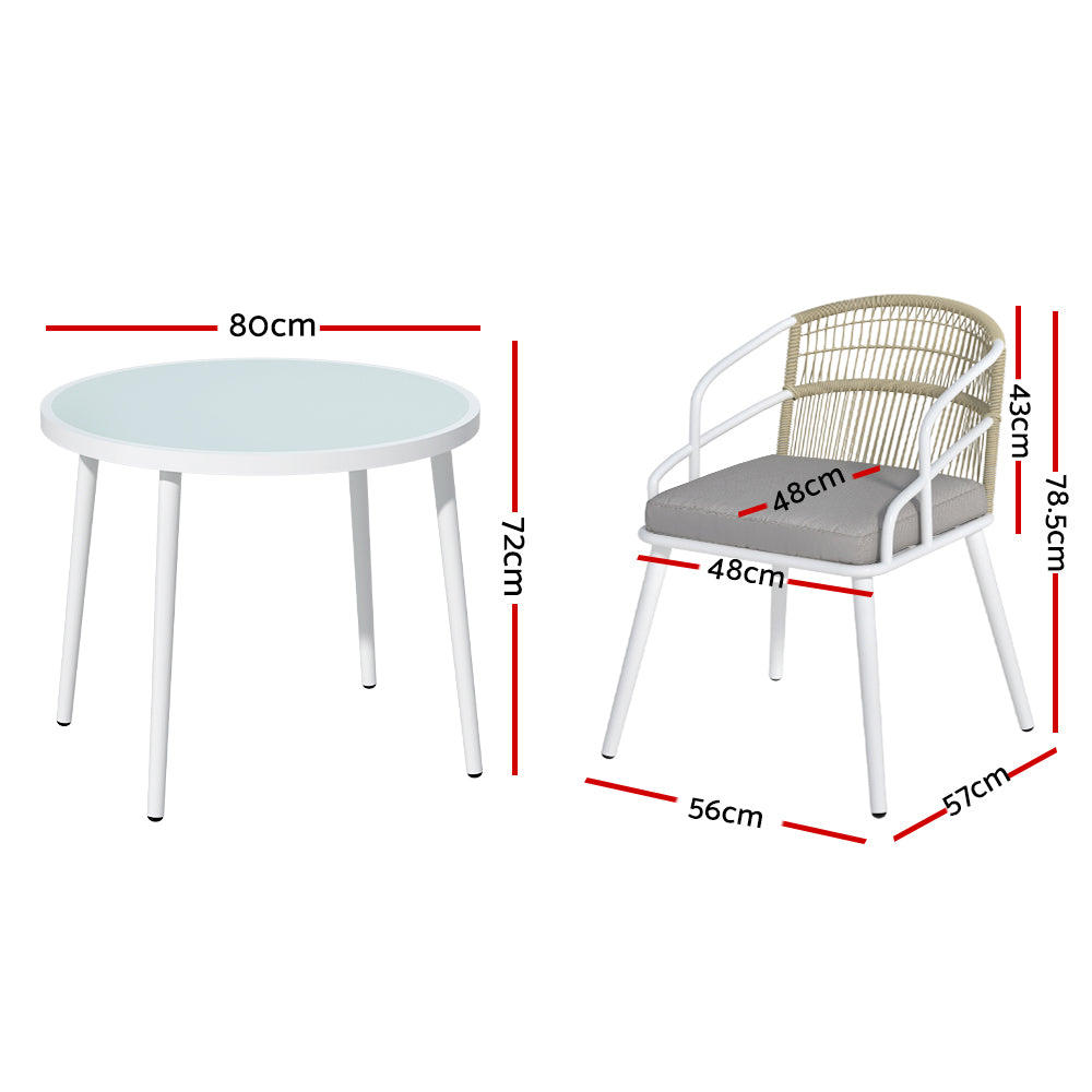 Gardeon 5pc Outdoor Dining Set Furniture Table and Chair Lounge Setting 4 Seater