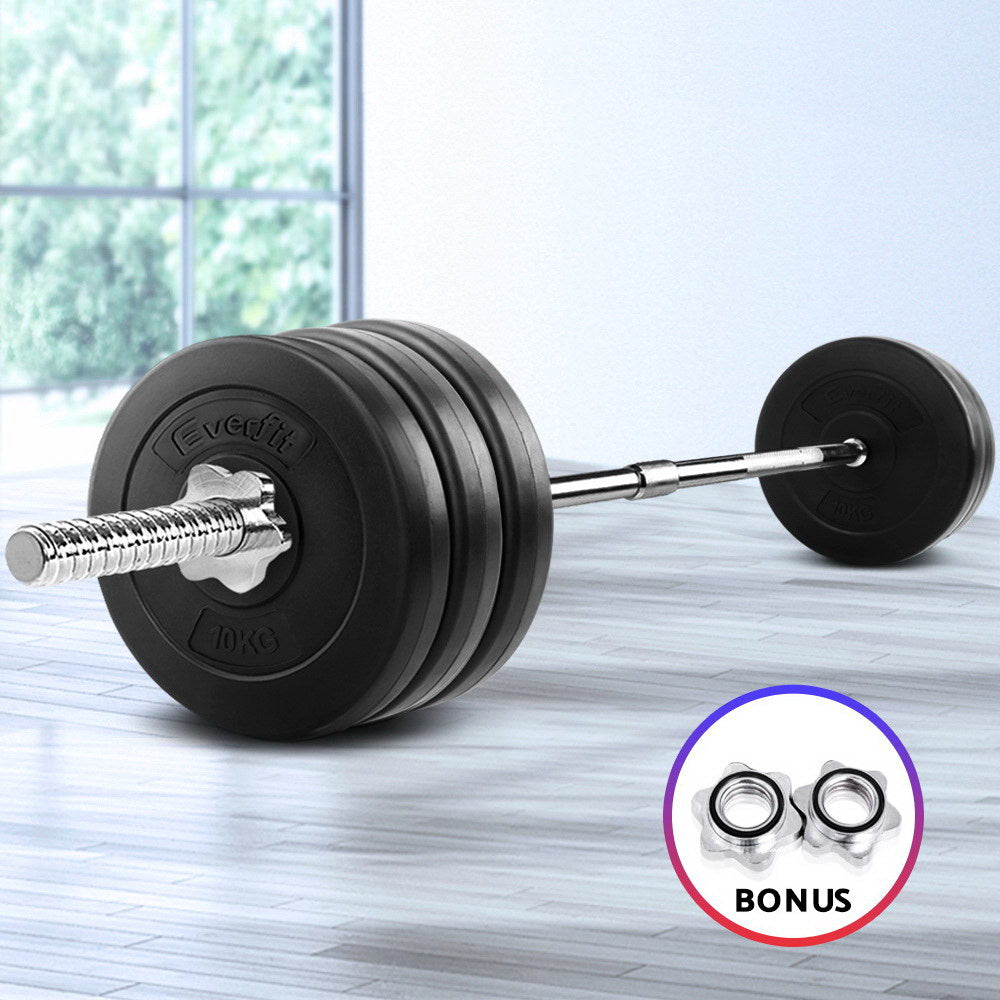 Everfit 68KG 168cm Barbell Set Weight Plates Bar Fitness Exercise Home Gym Bench Press