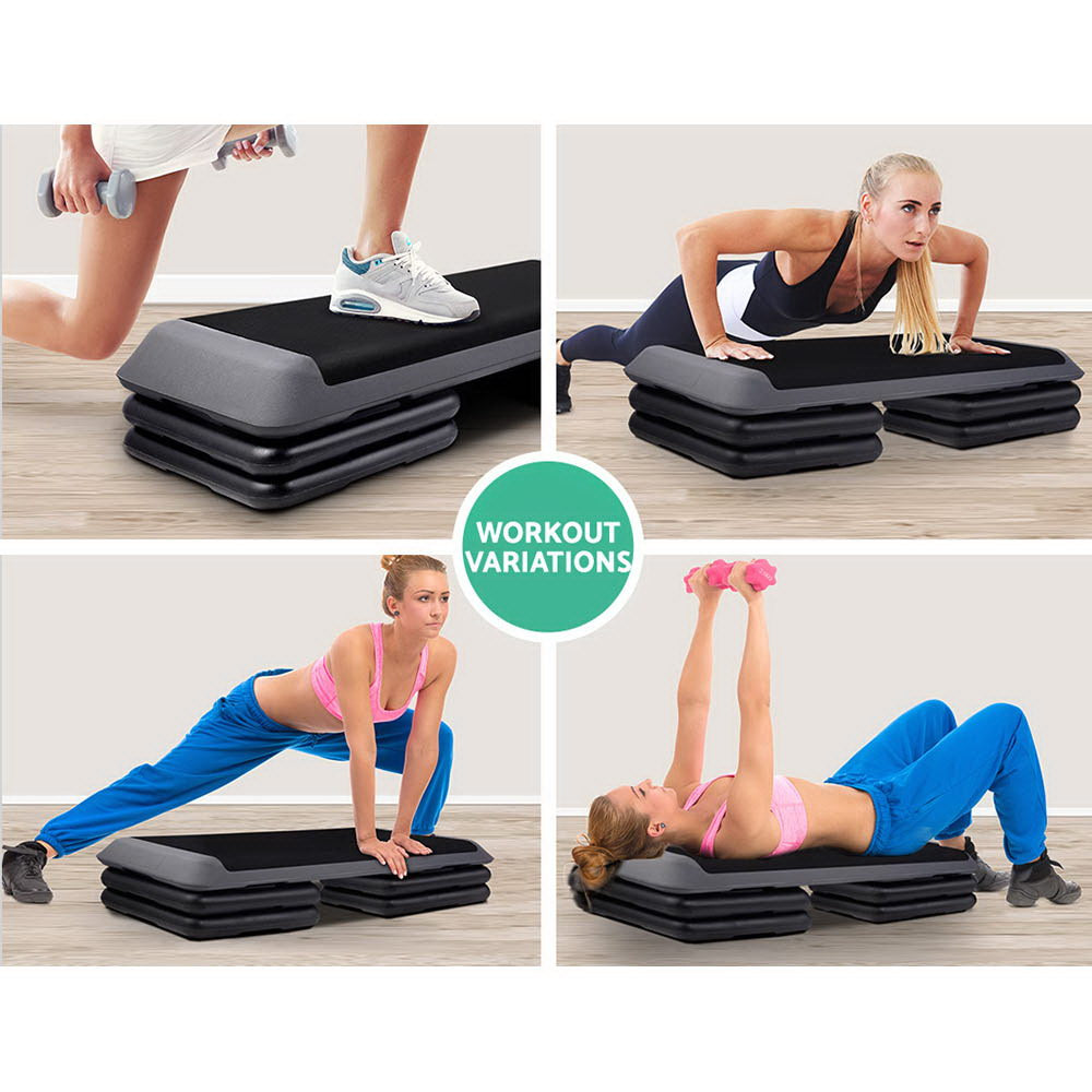 Everfit Set of 2 Aerobic Step Risers Exercise Stepper Block Fitness Gym Workout Bench