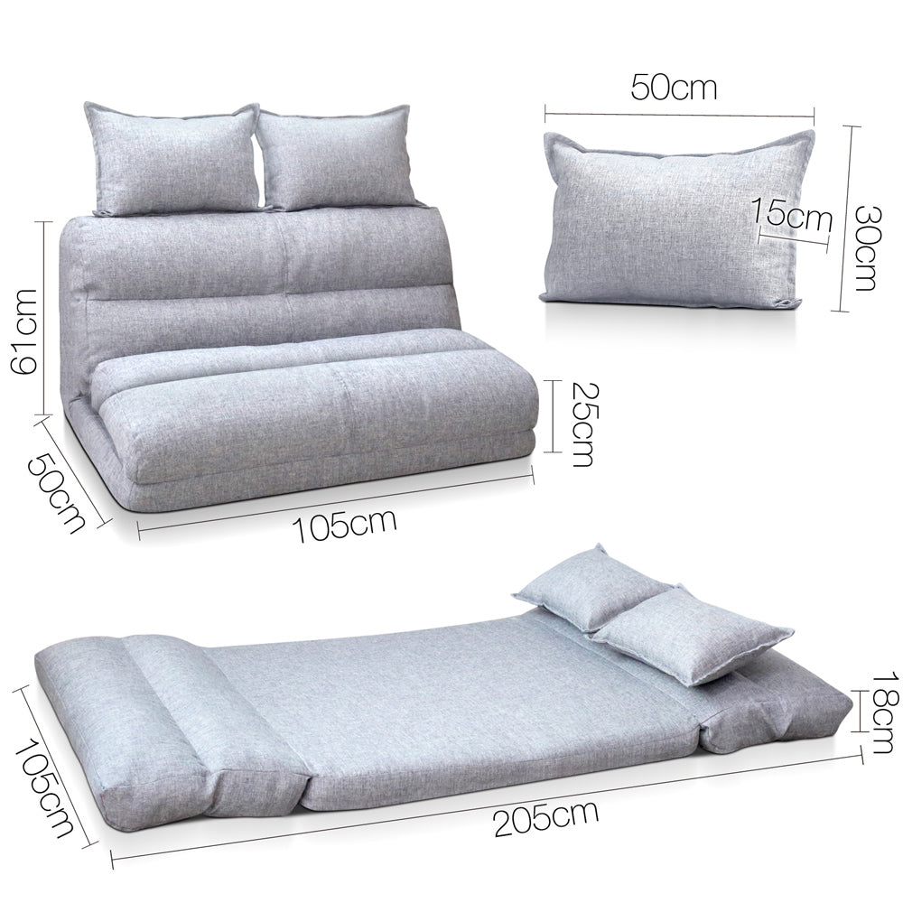 Artiss 2-seater Adjustable Lounge Sofa - Grey