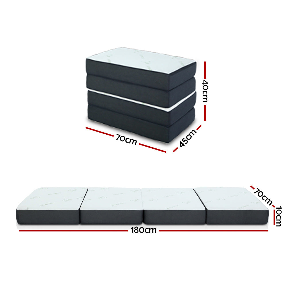 Giselle Bedding Portable Mattress Folding Foldable Foam Floor Bed Tri Fold 180cm