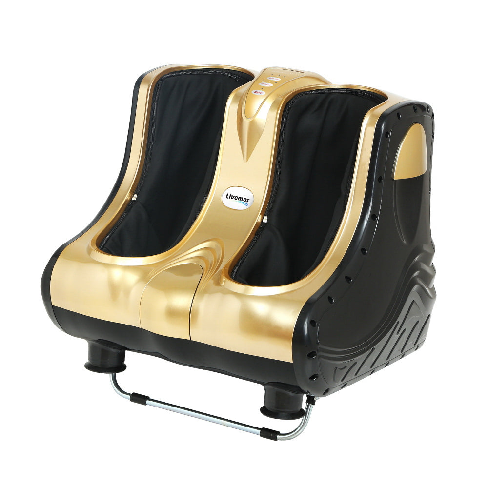 Livemor 3D Foot Massager Machine Ankle Calf Leg Shiatsu Kneading Rolling Gold