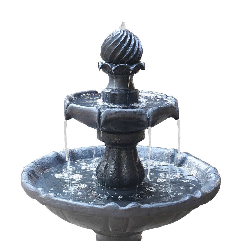 Gardeon 3 Tier Solar Powered Water Fountain - Black