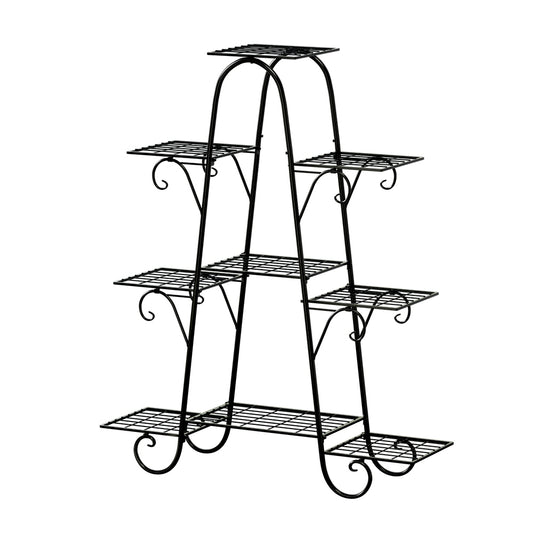 Artiss Plant Stand Outdoor Indoor Metal Flower Pots Rack Corner Shelf Black